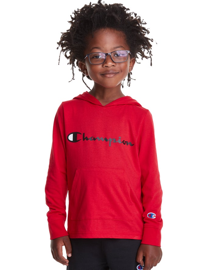 Champion T-Shirt Script Logo Hoodie Jongens - Rood - Belgie 9473EZWHU